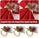 Wooden Napkin Ring Pine Cones Napkin Holder Handicraft Christmas Napkin Rings