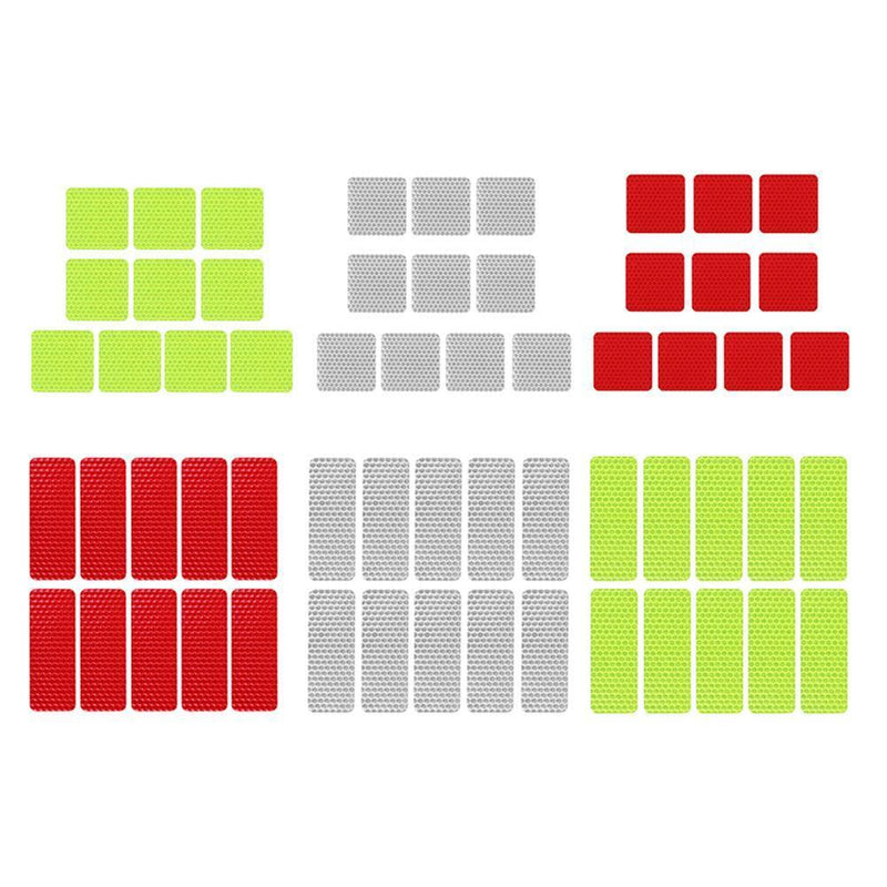 50pcs Car Reflective Stickers Warning Strip Safety Tapes (Rectangle)(Green)