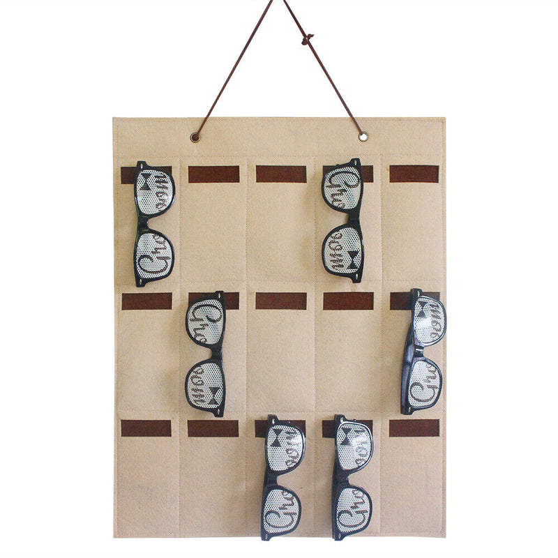 Eyeglasses Wall Door Hanging Pocket Glasses Storage Bag (Khaki) Newly