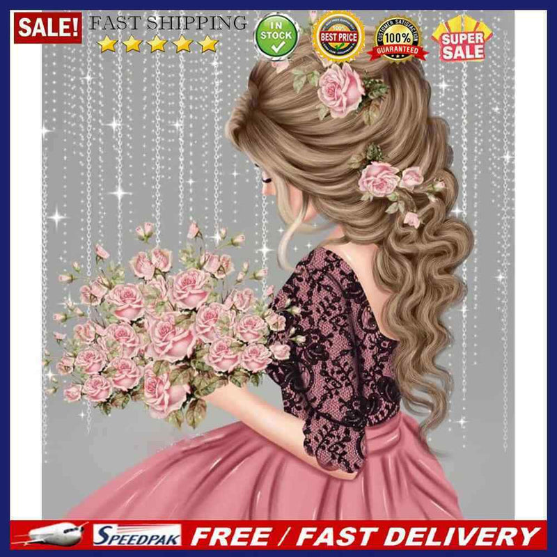 2pcs Diamond Painting Kit girl Full Round Rhinestone Wall