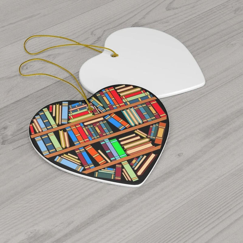 Book Lovers Heart-Shaped Bookshelf Pendant Ornament Christmas Tree Decor x 1Pc#