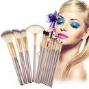 Professional 12pcs Cosmetic Makeup Powder Blush Brush Set With Leather Bag
