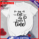 Valentines Day My Cat Is My Valentine Print Women O Neck Short Sleeve T-Shirt