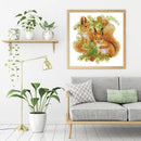 14CT Printed Partial Cross Stitch DIY Squirrels Hand Painting Living Room Decor