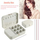 Velvet Jewelry Box Portable Necklace Earrings Organizer with Lock (White)