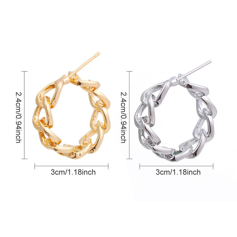Wedding Jewelry Metal Round Earrings Geometric Hollow Chain Hoop Earrings