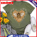 Fashion Heart Bee Short Sleeve T-Shirt (Army Green L) -02917