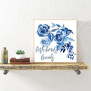 Blue Ink Flower Oil Paint By Numbers Kit DIY Acrylic Painting on Canvas