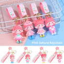Backpack Pendant Creative Car Pendant Key Ring Wristband Keychain Pink Sakura
