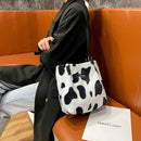 Female Plush Shoulder Bag Animal Pattern Shoulder Handbag Student School Satchel