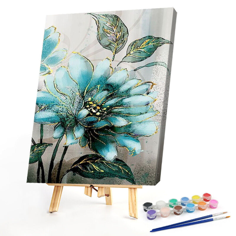 DIY Digital Picture Blue Flowers Frameless Painting By Number Set Handicraft