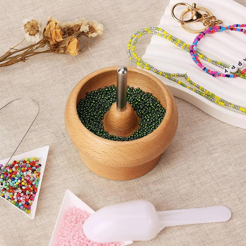 Gem Workshop Haldoo Wood Carved Bead Spinner with Needle Steel 7AE_