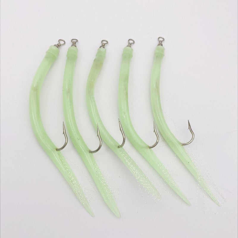 5pcs Codfish Lure Bionic Eel Jig Soft Bait Fishing Tackle (Luminous Green 8