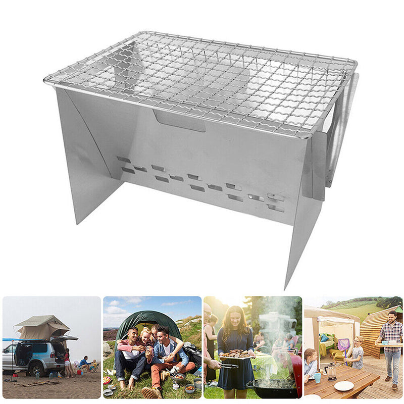 Outdoor Portable BBQ Grills Stainless Steel Small Charcoal Barbecue Wood Stove