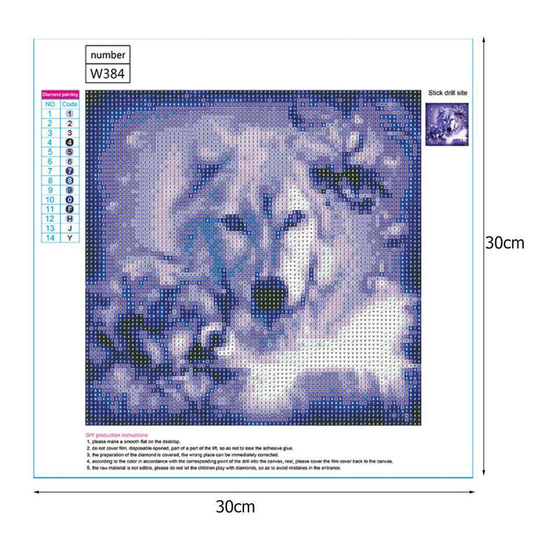 5D DIY Full Drill Diamond Painting Wolf Cross Stitch Needlework Round Rhinestone