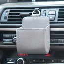 Car Storage Bag Air Vent Dashboard PU Organizer Box Phone Holder (Grey) Newly