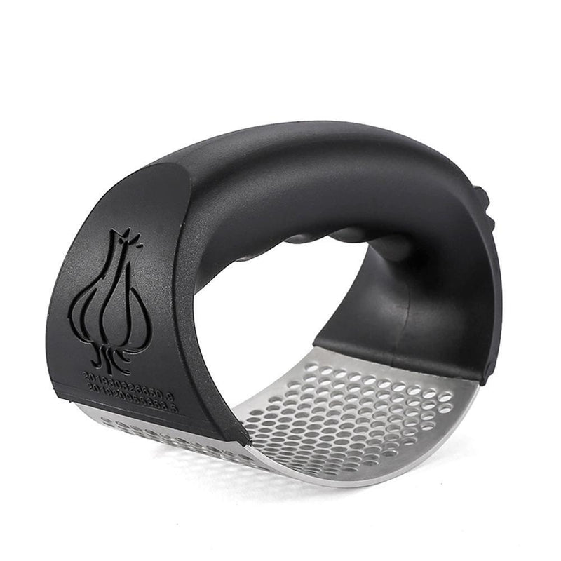 Stainless Steel Manual Garlic Presser Ginger Chopper Kitchen Tool (Black)