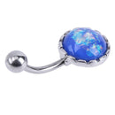 Women Trendy Stainless Steel Belly Navel Nail Punk Body Jewelry(Blue)