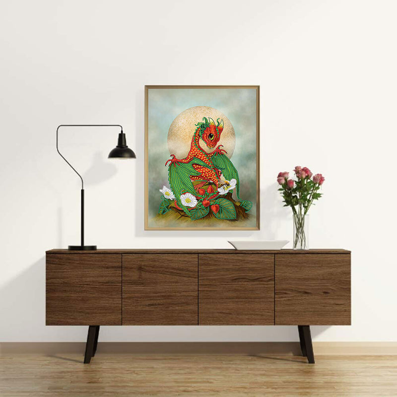 Orange Flying Dinosaur Diamond Painting 5D DIY Special Shape Partial Drill (KA465