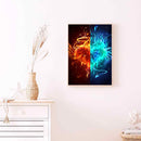 Handmade DIY Full Round Drill Diamond Painting 5D Ice Fire Heart Poster Kit