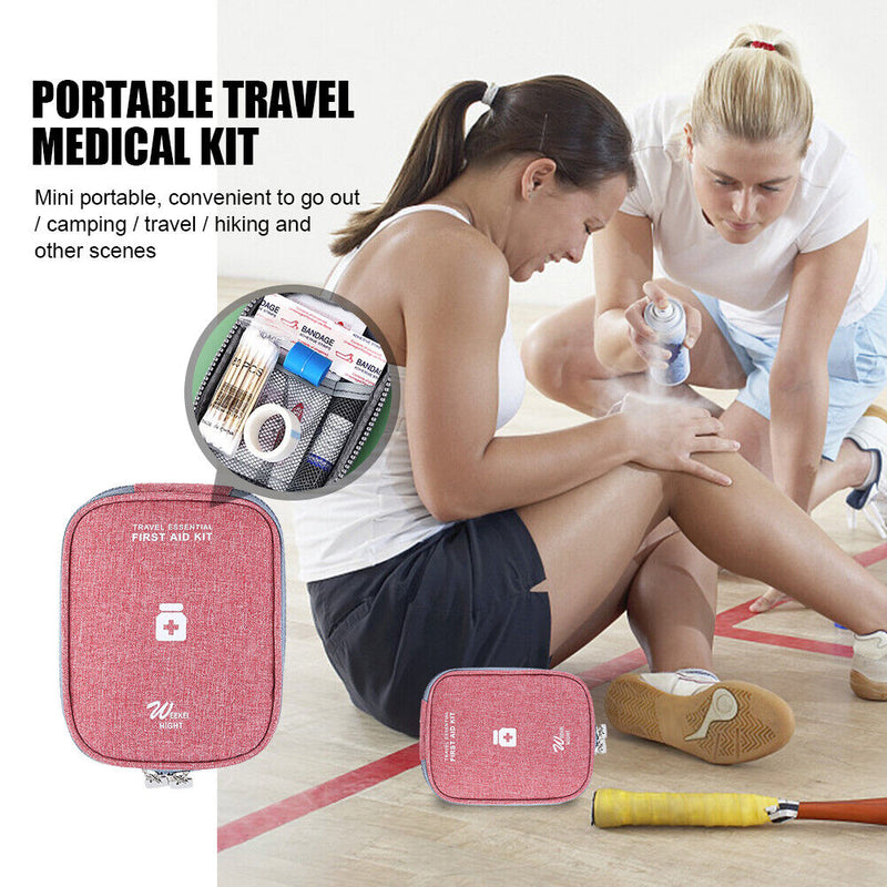 Outdoor First Aid Kit Bag Portable Medicine Storage Case (Red 14x11cm) Newly