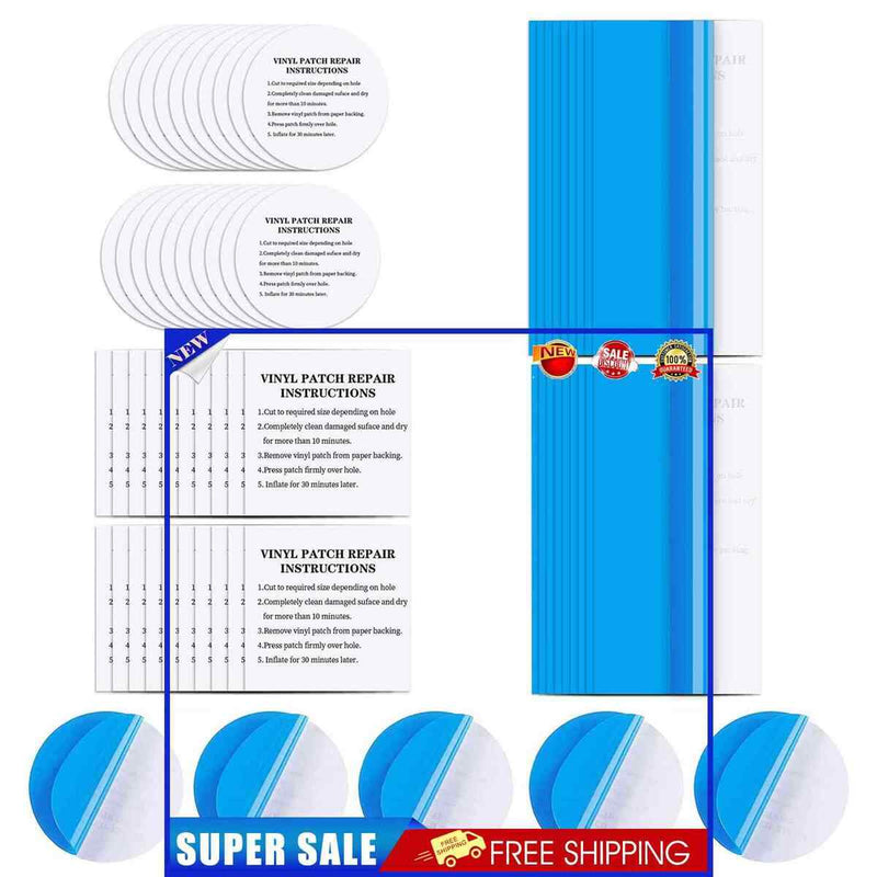 Vinyl Repair Patch Waterproof Repair Patches Kit for Inflatable Product 60 Pcs