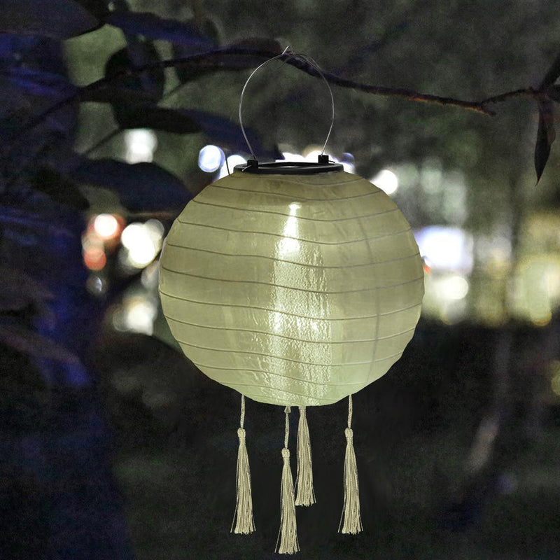 2* Solar Nylon Lantern Lamp Waterproof Hanging Light Festival Decor (Pink)