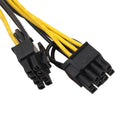 2pcs 6pin Female to Dual 8pin (6+2pin) Male Video Card Power Cable 20cm