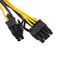 2pcs 6pin Female to Dual 8pin (6+2pin) Male Video Card Power Cable 20cm