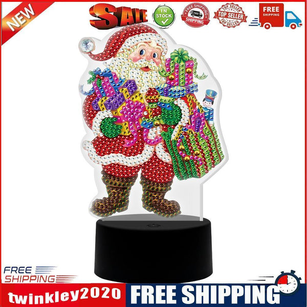 DIY Diamond Painting LED Light Special Shaped Santa Claus Embroidery Lamp
