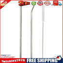 1Set Kitchen Tools 2pcs Stainless Steel Metal Drinking Straws+Brush for Mug