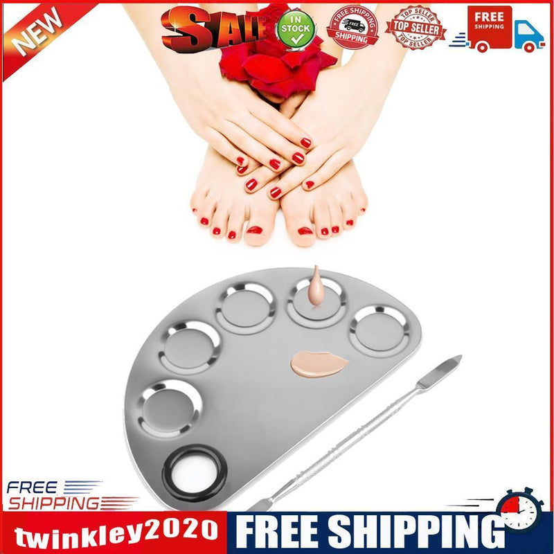 Stainless Steel Makeup Beauty Artist Nail Eye Shadow Mixing Palette Spatula