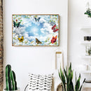 16x12 inch Full Round Diamond Painting Butterflies on Lilies Rhinestone Picture