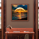 5D DIY Full Drill Square Shape Sea Sunrise Rhinestone Diamond Drawing for Home