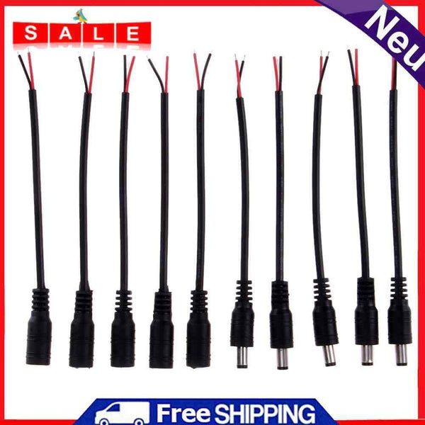 5pcs 5.5*2.1mm LED Light DC Male Wire with Lock Cable Buckle Male