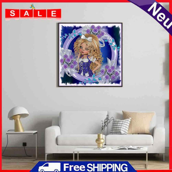Purple Rose Girls Diamond Painting, Partially Specially Shaped Drilling Decor (YXC1