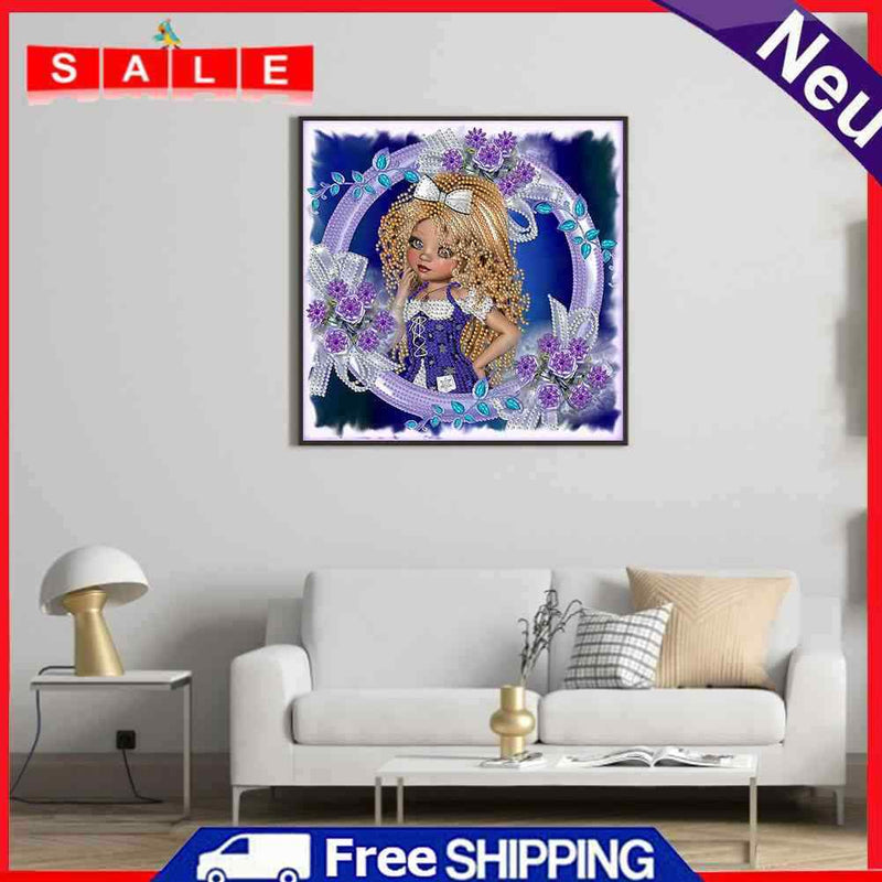 Purple Rose Girls Diamond Painting, Partially Specially Shaped Drilling Decor (YXC1