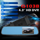 Dual Lens 1080P 4.3" IPS Car DVR Rearview Mirror Camera Dash Cam Video Recorder