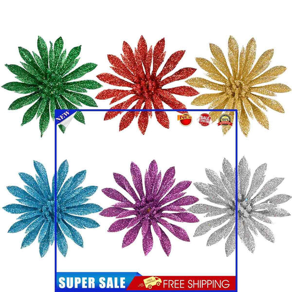 Christmas Tree Glitter Flowers Decor-Xmas Tree Wreaths Garland Artificial Flower