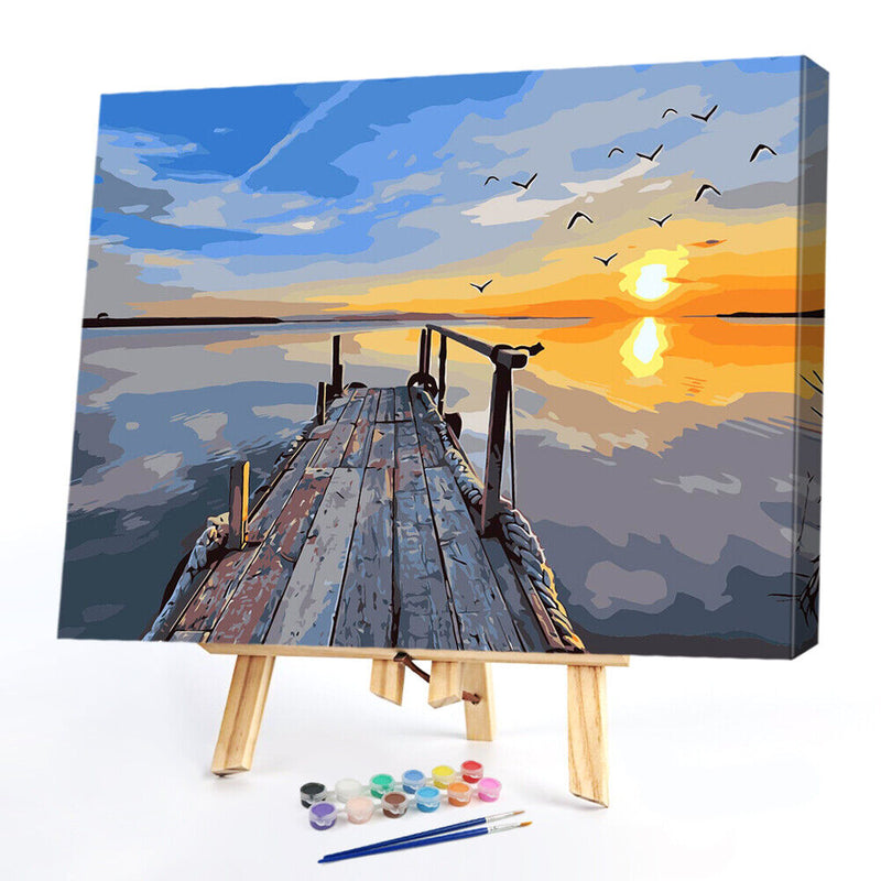 Sunset Oil Painting By Numbers Kit Acrylic Paints On Canvas Art Pictures