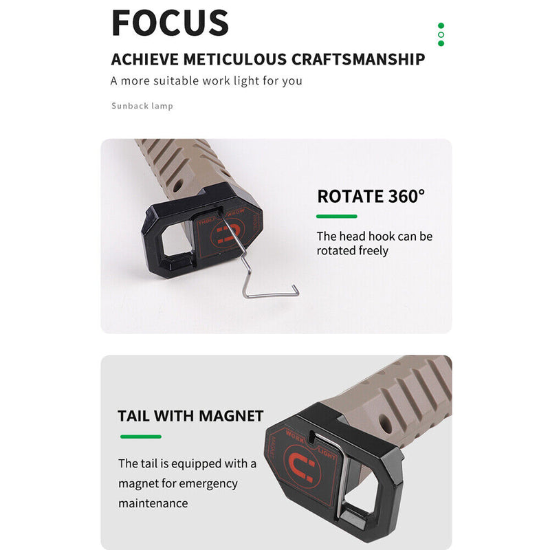 Portable USB Flashlight Rechargeable Magnetic LED Outdoor Folding Work Lighting