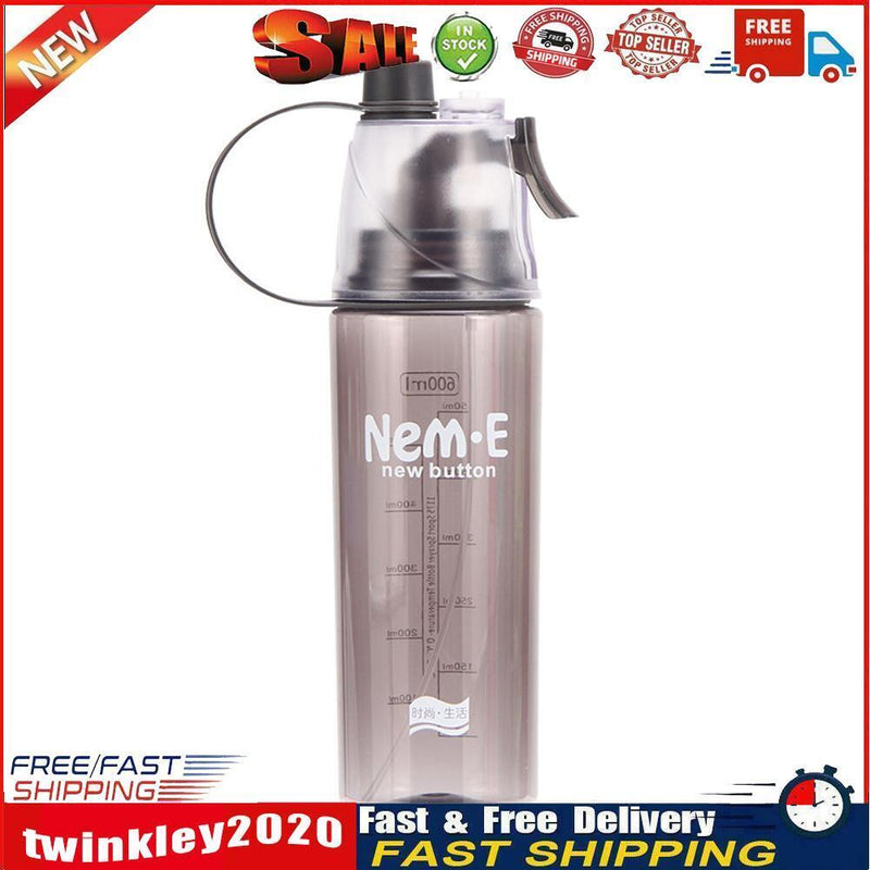 Plastic Spray Cool Summer Sport Water Bottle Portable Drink Kettle (Black) Newly