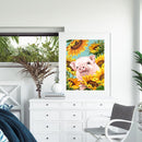 Full Drill Round Rhinestone Picture DIY 5D Mosaic Pig in Sunflower Painting Kit