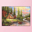 11CT 3 Beach Printed Full Embroidery River House Needlework Cross Stitch Kit