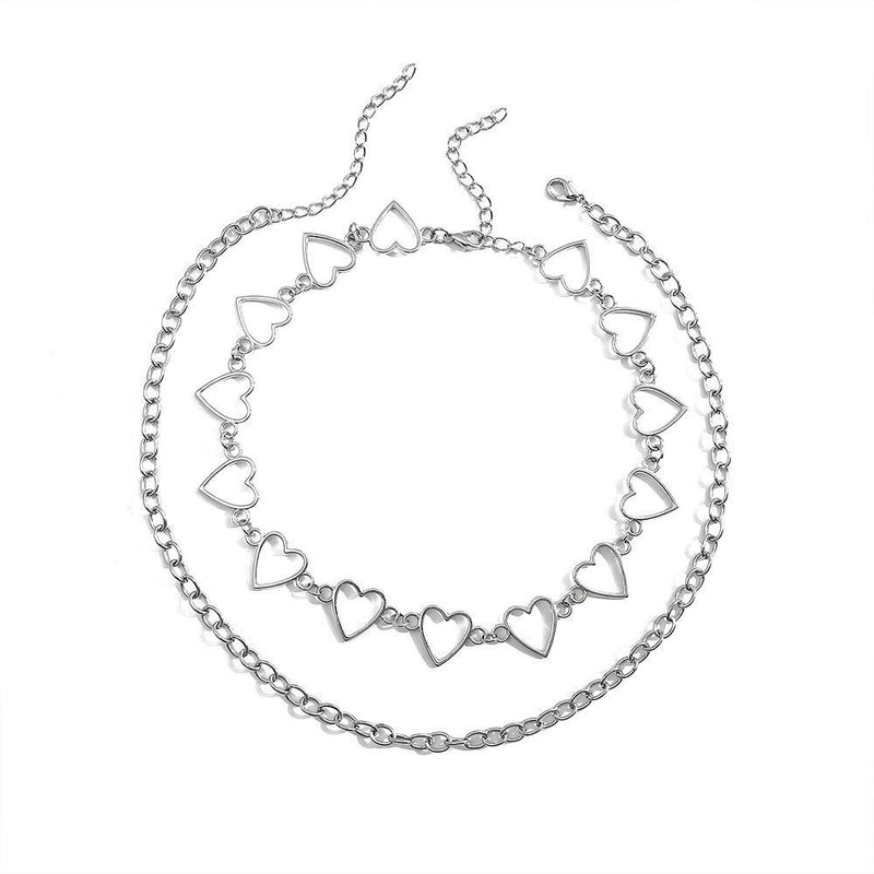 Women Men Party Jewelry Hollow Heart Necklace Long Chain Collar Punk Choker
