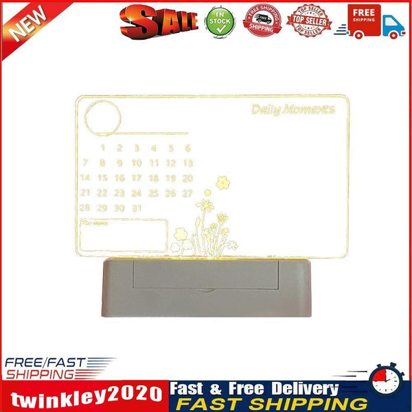 Acrylic Night Light Message Writing Board Home Bedroom Table Lamp (Square) Newly