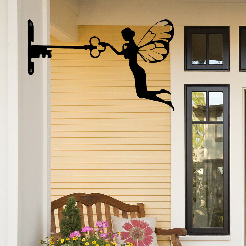 Window Art Whimsical Metal Garden Fairy Silhouette Ornament Pendant Home Deco