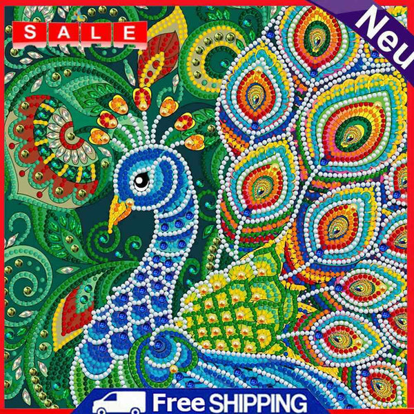 5D Special Shaped DIY Luminous Mosaic Kit Peafowl Rhinestone Diamond Painting
