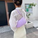 Retro Women Embossed Geometric PU Underarm Shoulder Bag Handbags (Purple)