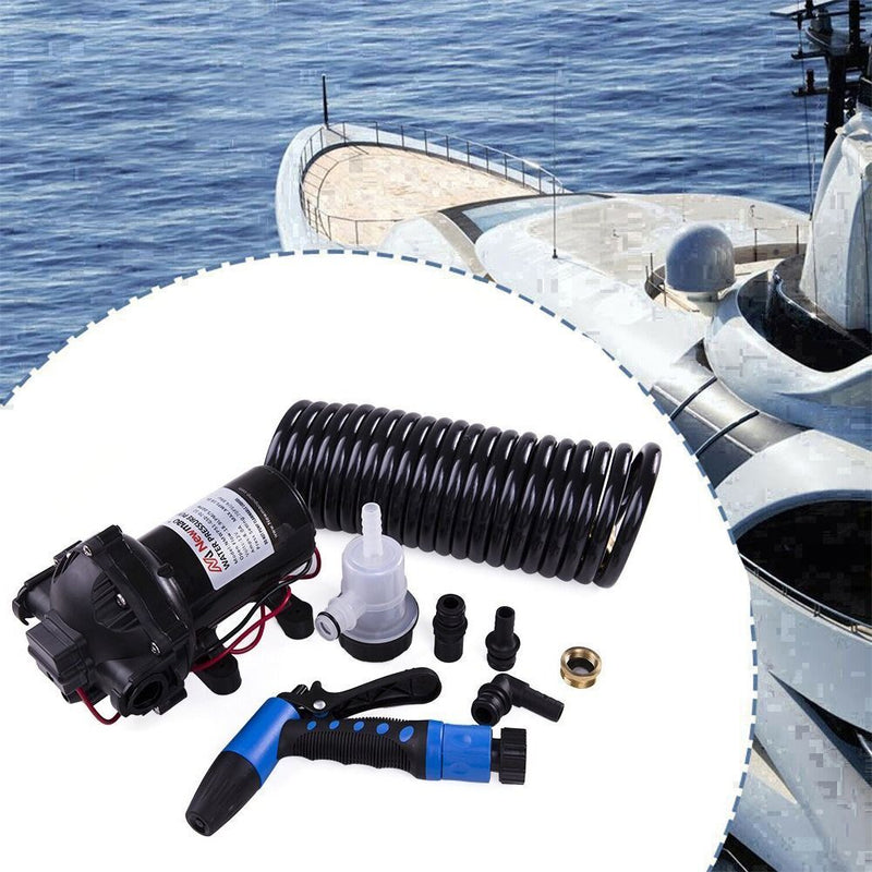 Yacht Washdown Pump  Kit Marine Flush Pump Submersible with Coiled Hose